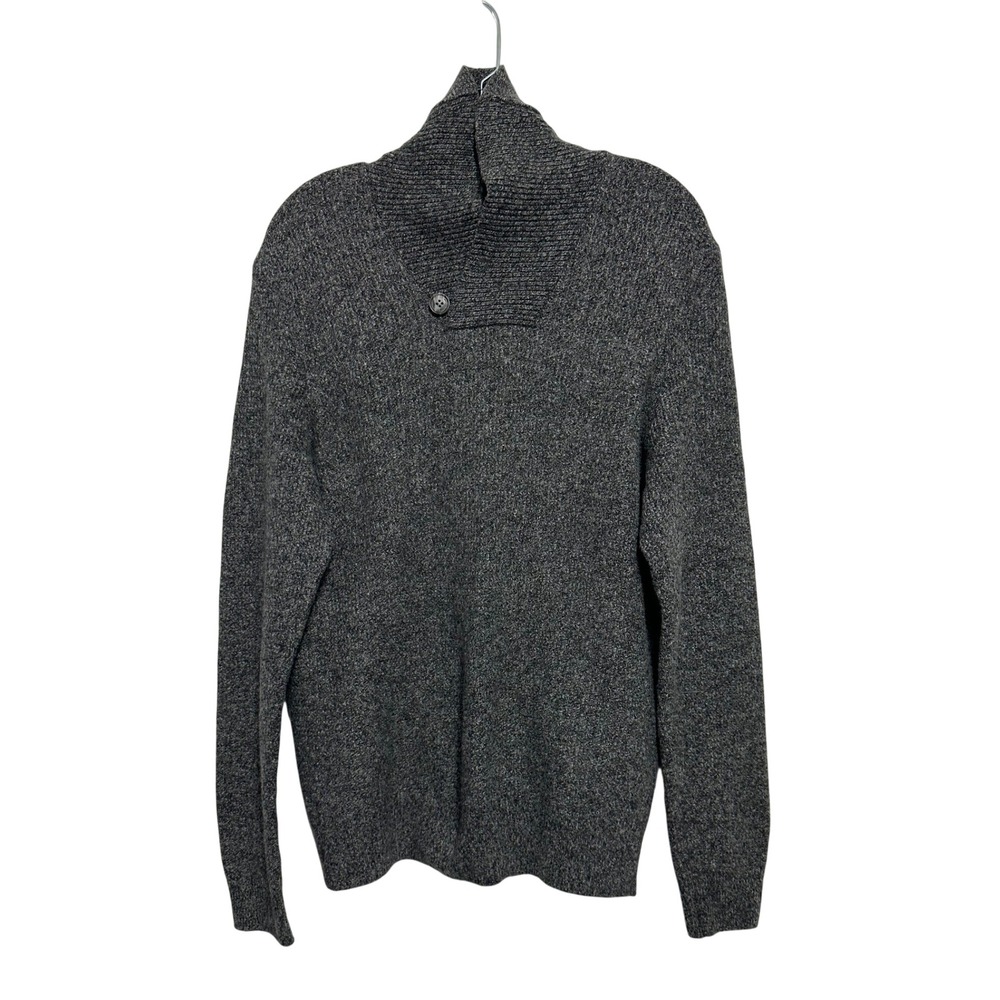 Joseph Abboud Sweater Women Charcoal Gray Wool Blend Shawl Collar Button Knit L